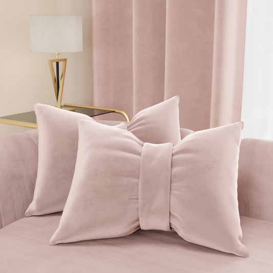Cuscino Arredo Fiocco Velluto Cipria 40x50 cm Divano Made in Italy | PETTI