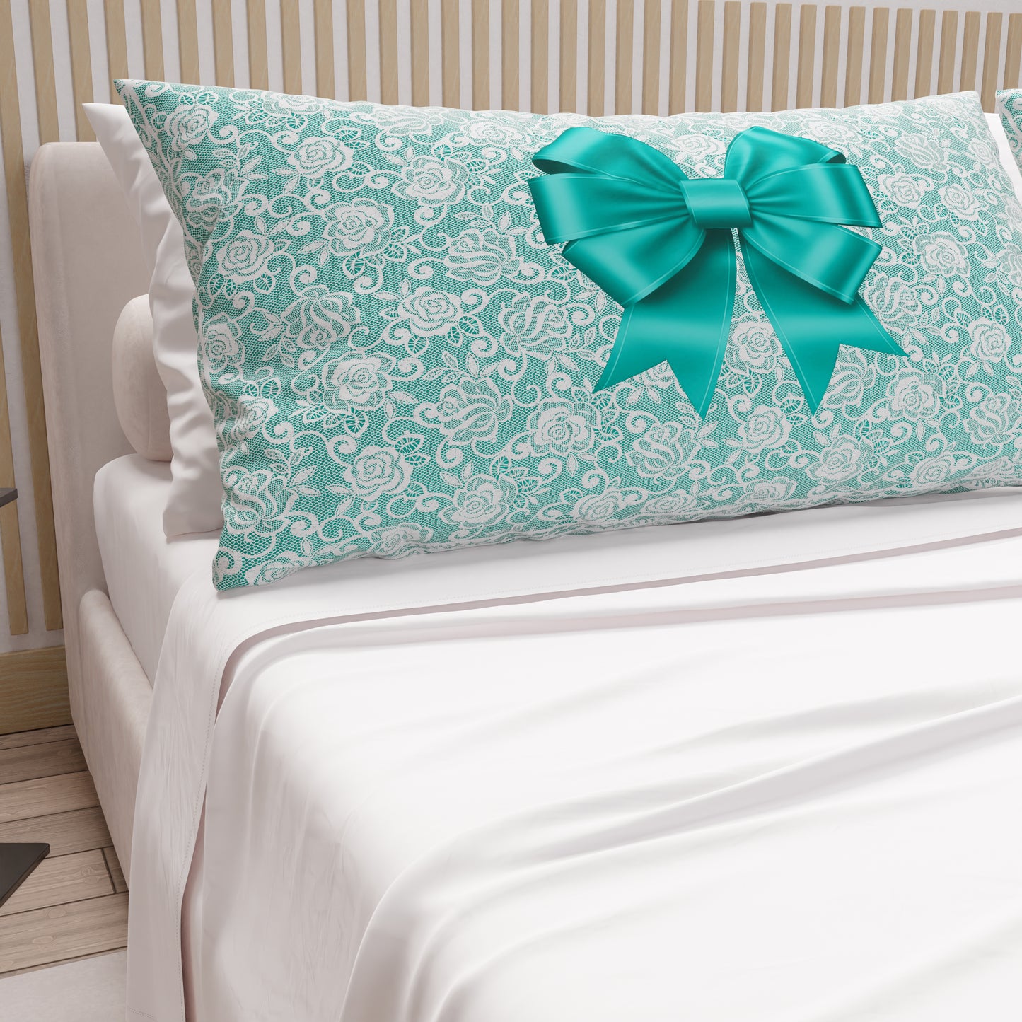 Lenzuola in Cotone, Completo Letto con Federe in Stampa Digitale Fiocco Ottanio