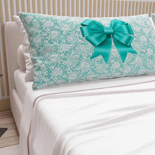 Lenzuola in Cotone, Completo Letto con Federe in Stampa Digitale Fiocco Ottanio