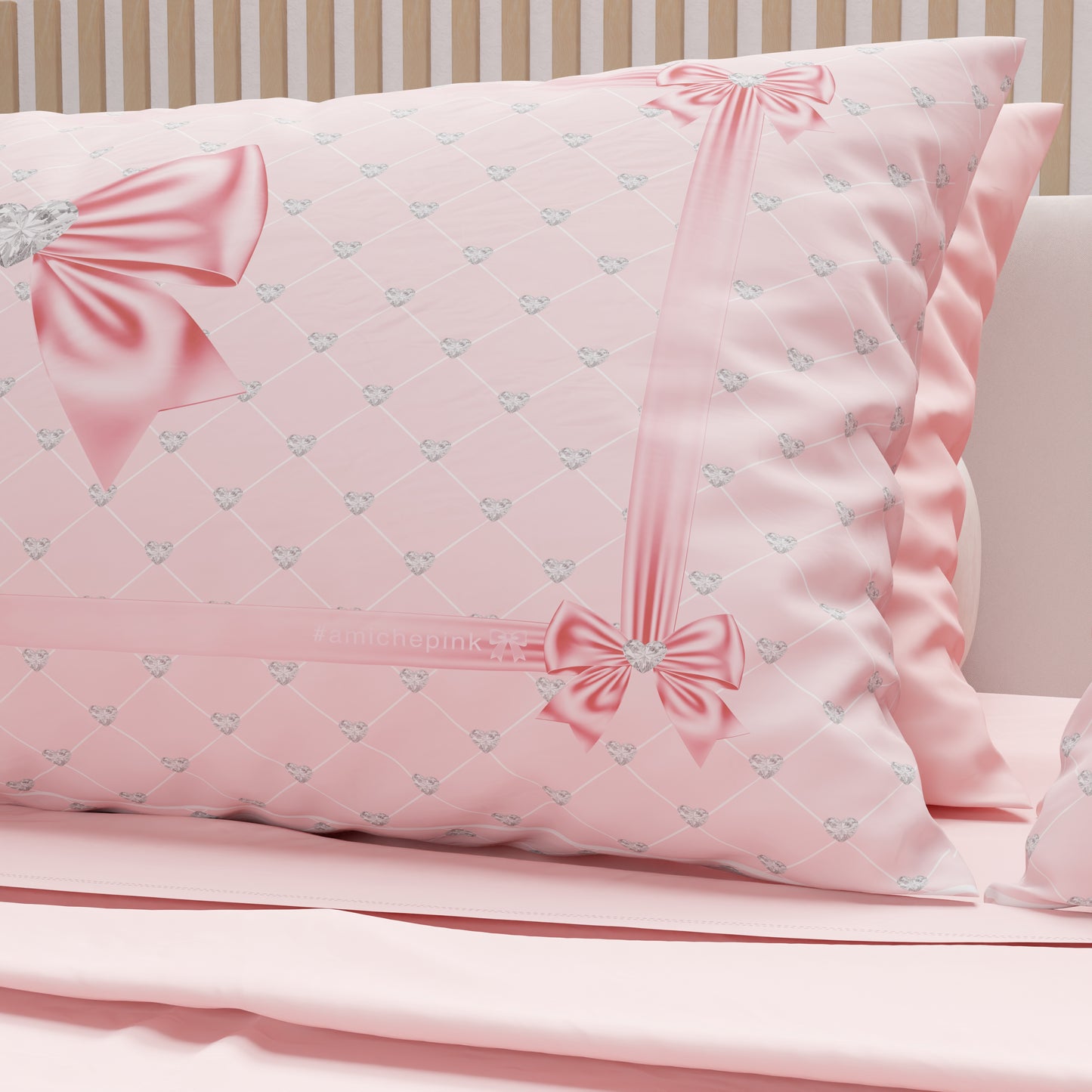 Lenzuola in Cotone, Completo Letto con Federe in Stampa Digitale Fiocco Sissy