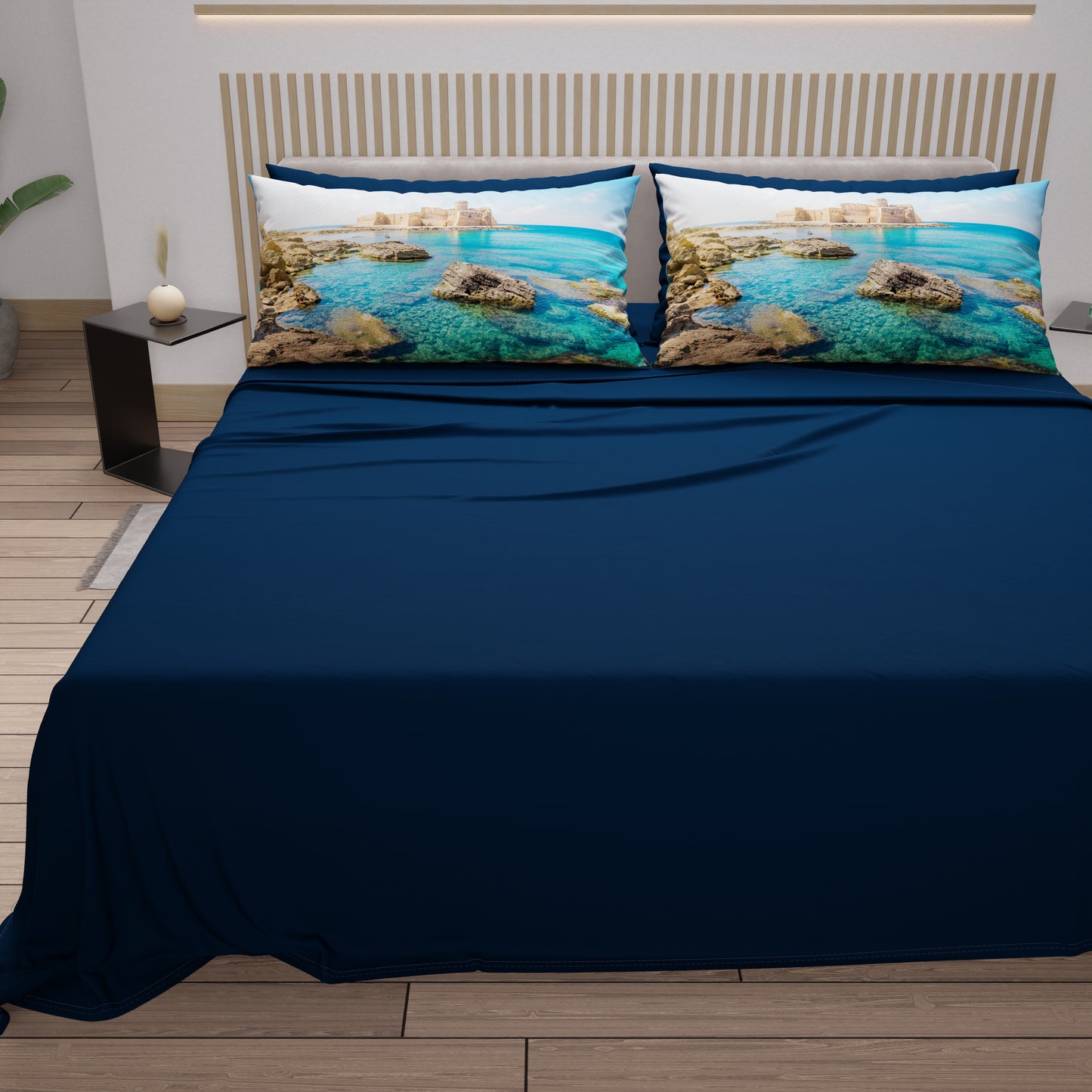 Draps en Coton, Parure de Lit avec Taies d'Oreiller en Impression Digitale, Calabre
