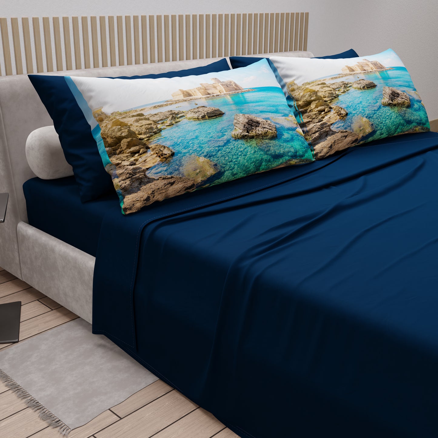 Draps en Coton, Parure de Lit avec Taies d'Oreiller en Impression Digitale, Calabre