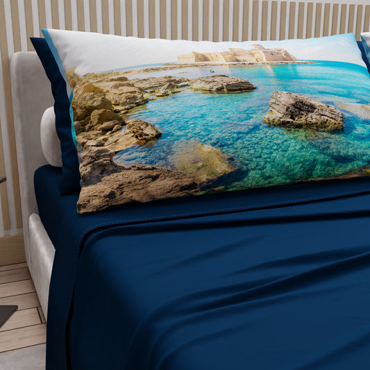 Lenzuola in Cotone, Completo Letto con Federe in Stampa Digitale, Calabria