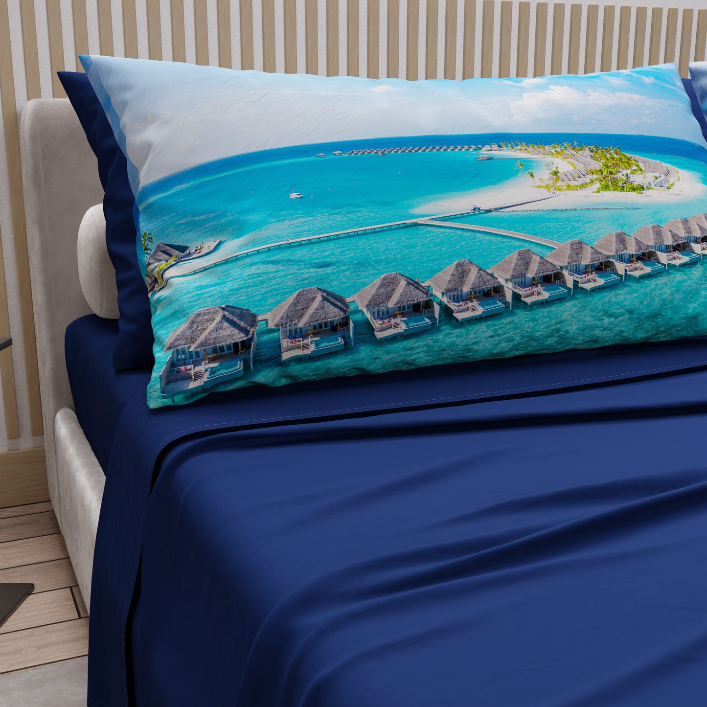 Lenzuola in Cotone, Completo Letto con Federe in Stampa Digitale, Maldive