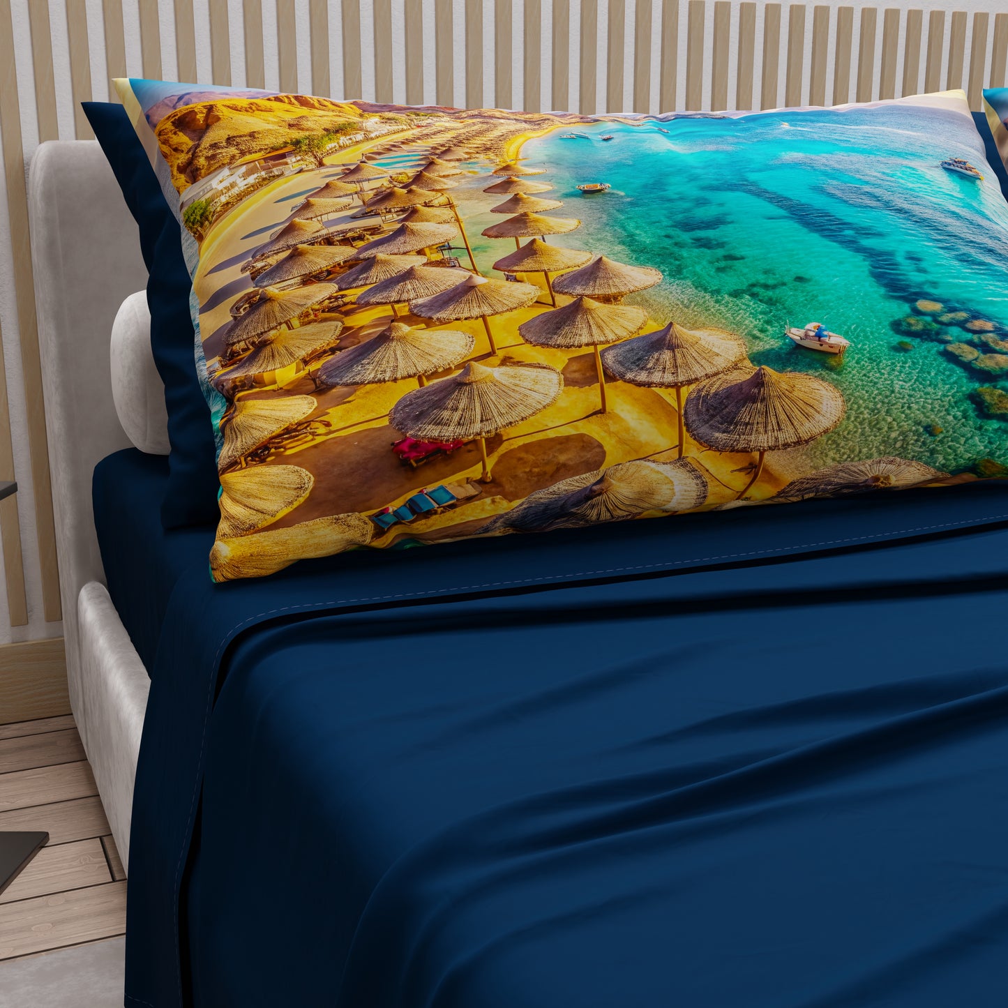 Draps en Coton, Parure de Lit avec Taies d'Oreiller en Impression Digitale, Sharm El-Sheikh