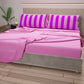 Lenzuola in Cotone, Completo Letto con Federe in Stampa Digitale Righe Viola/Rosa