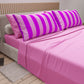 Lenzuola in Cotone, Completo Letto con Federe in Stampa Digitale Righe Viola/Rosa