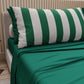 Lenzuola in Cotone, Completo Letto con Federe in Stampa Digitale Righe Bianco/Verde