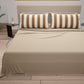 Lenzuola in Cotone, Completo Letto con Federe in Stampa Digitale Righe Marrone/Beige.
