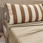 Lenzuola in Cotone, Completo Letto con Federe in Stampa Digitale Righe Marrone/Beige.