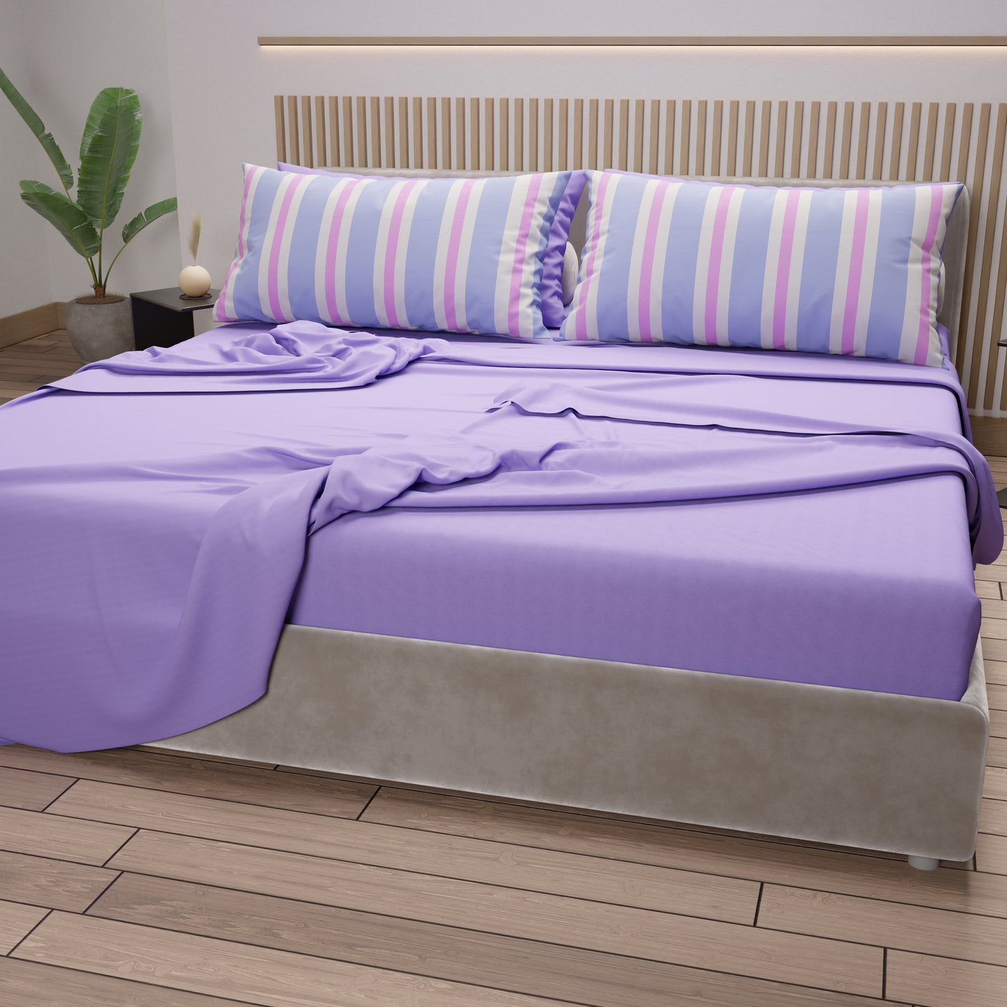 Lenzuola in Cotone, Completo Letto con Federe in Stampa Digitale Mille Righe 10