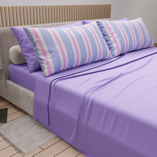 Lenzuola in Cotone, Completo Letto con Federe in Stampa Digitale Mille Righe 10