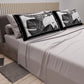Lenzuola in Cotone, Completo Letto con Federe in Stampa Digitale Tropical Nero-Argento