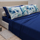 Lenzuola in Cotone, Completo Letto con Federe in Stampa Digitale Palmwater Blu