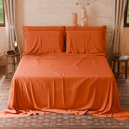 Lenzuola Matrimoniali Singole Cotone Arancio Made in Italy | PETTI Artigiani Italiani