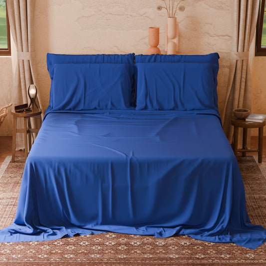 Lenzuola Matrimoniali Singole Cotone Blu Elettrico Made in Italy | PETTI Artigiani Italiani