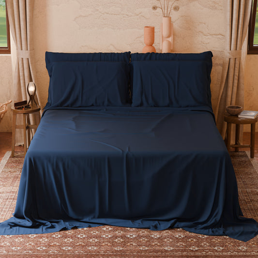Lenzuola Matrimoniali Singole Cotone Blu Marino Set Completo Made in Italy | PETTI