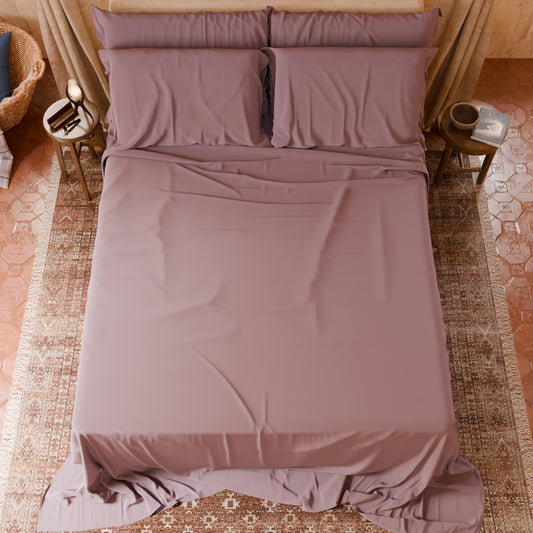Draps housse double, simple, une place et demie, en coton, rose foncé