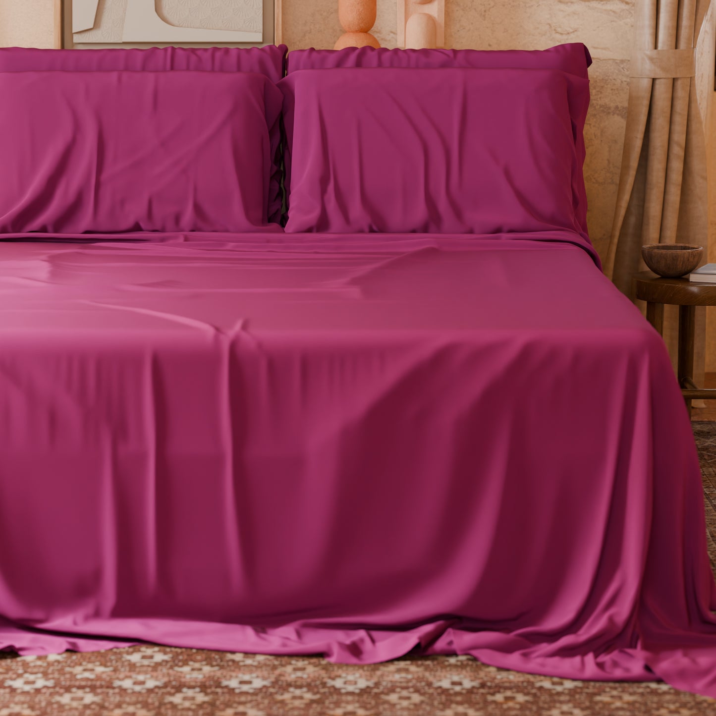 Double, Single, Single and Half Sheets, 100% Cotton, Fuchsia