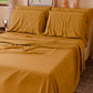 Draps doubles, simples, une place et demie, en coton, jaune ocre