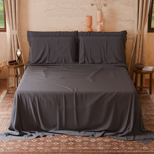 Lenzuola Matrimoniali Singole Cotone Grigio Fumo Made in Italy | PETTI