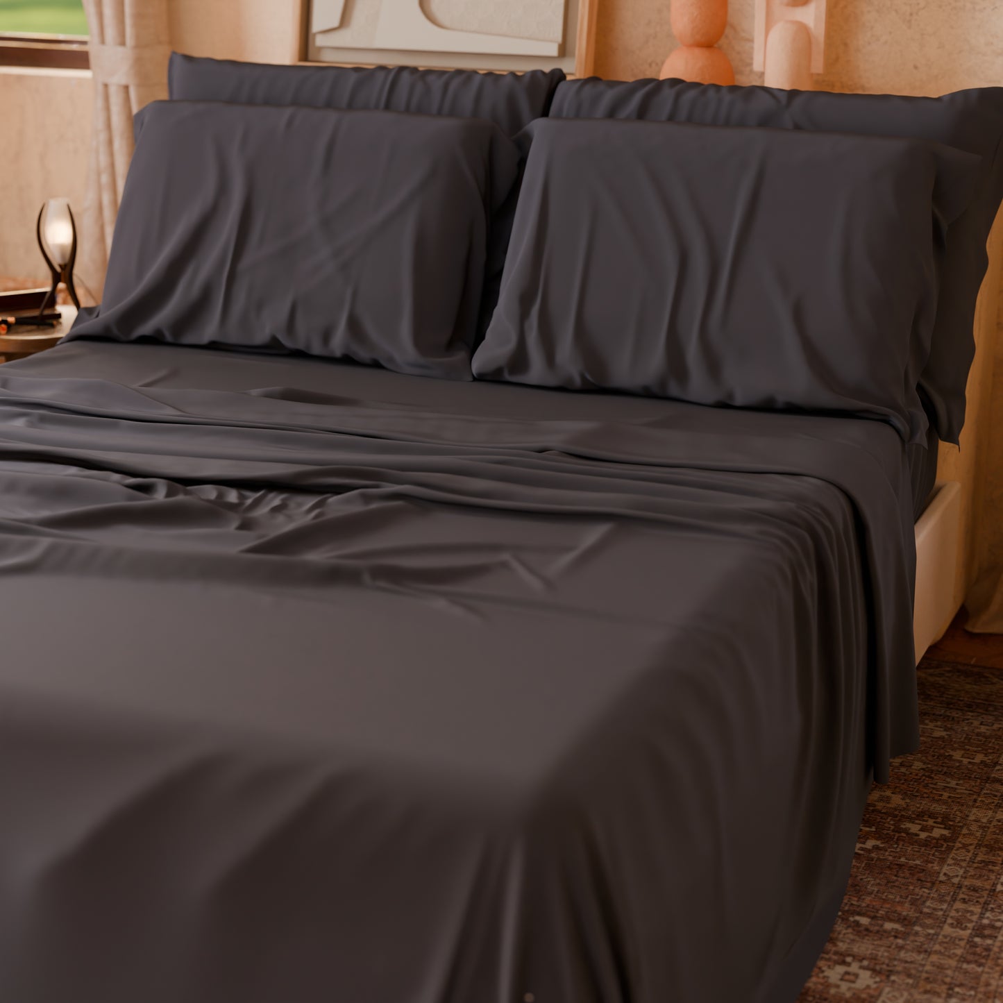 Double, Single, Single and Half Sheets, 100% Cotton, Smoke Gray