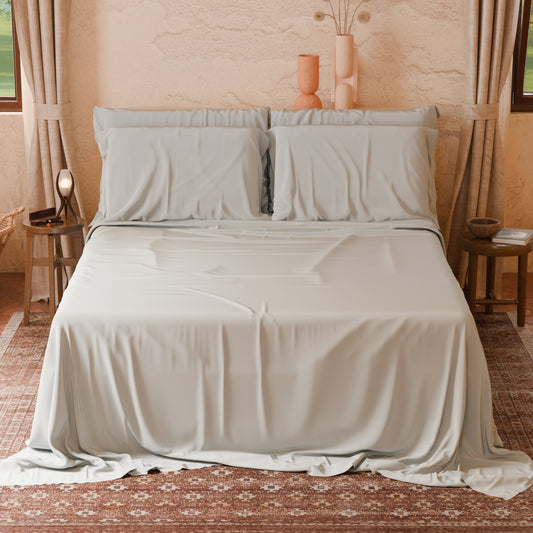 Lenzuola Matrimoniali Singole Cotone Grigio Perla Made in Italy | PETTI