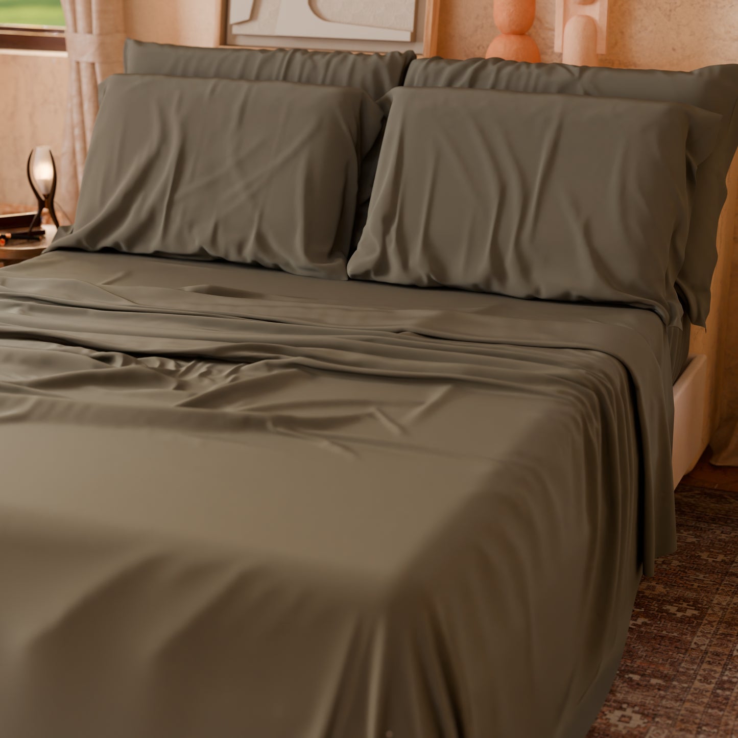 Double, single, one and a half square sheets, 100% cotton, dove gray