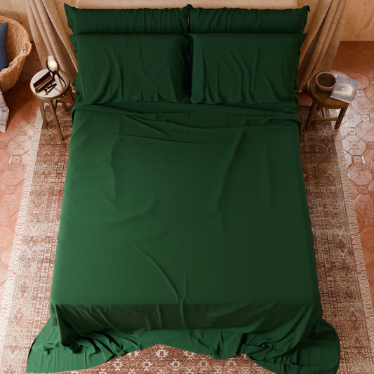Lenzuola Matrimoniali, Singole, Una Piazza e Mezza, in Cotone, Verde