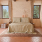 Draps Uni en Satin de Coton Beige