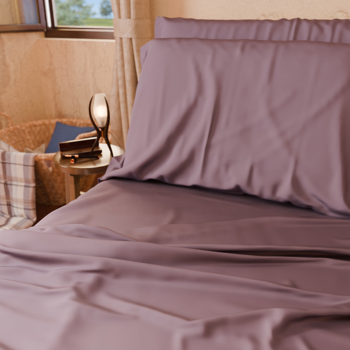 Draps Uni en Satin de Coton Oignon