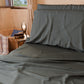 Draps Uni en Satin de Coton Gris Fumée