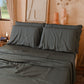 Draps Uni en Satin de Coton Gris Fumée