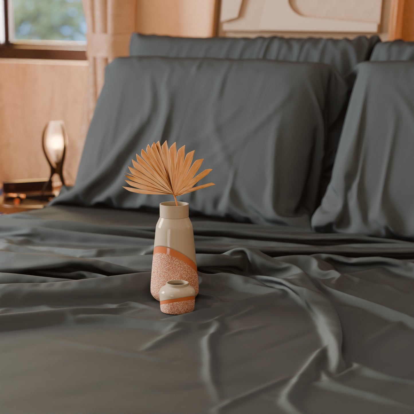 Draps Uni en Satin de Coton Gris Fumée