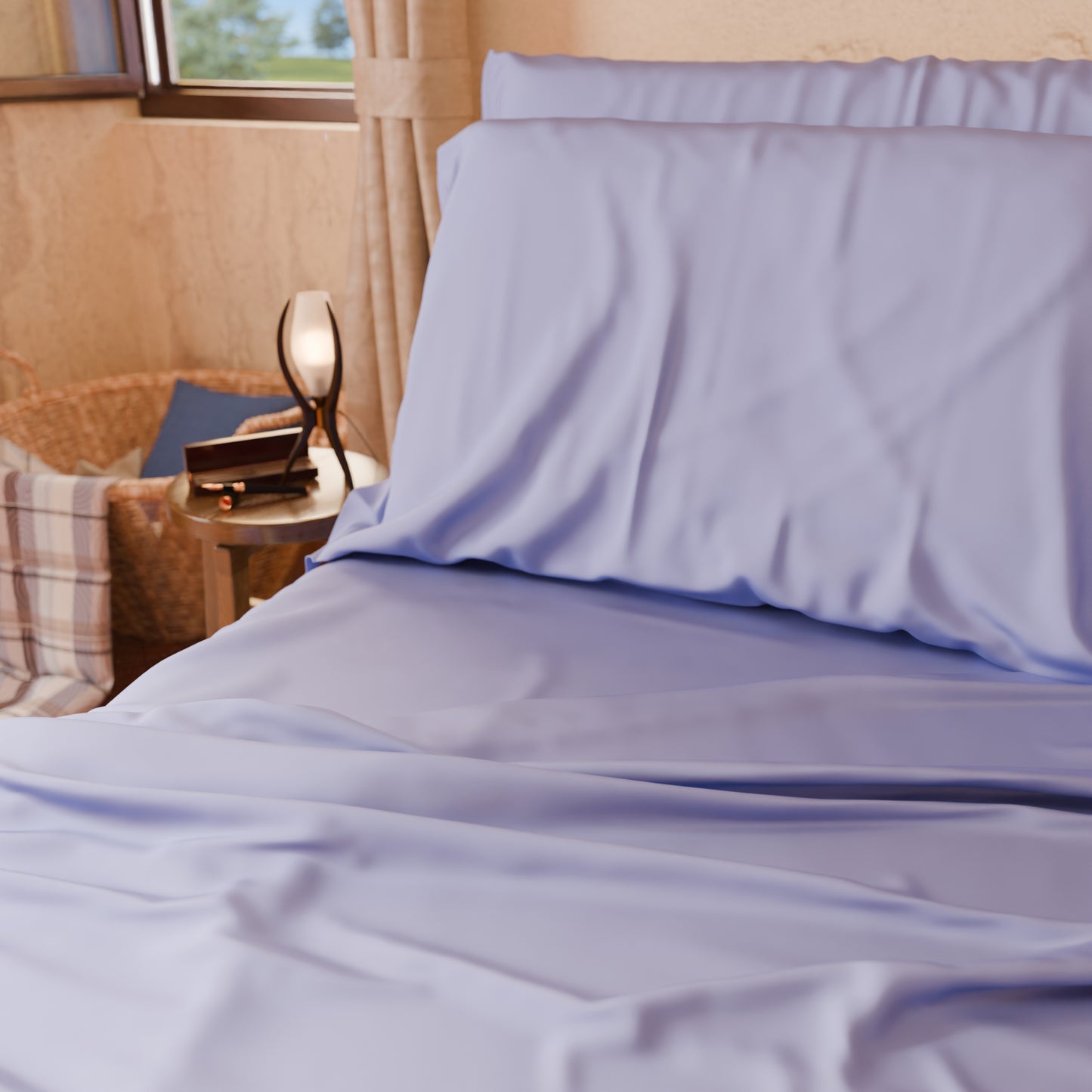 Draps Uni en Satin de Coton Lilas