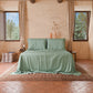 Draps Uni en Satin de Coton Sauge
