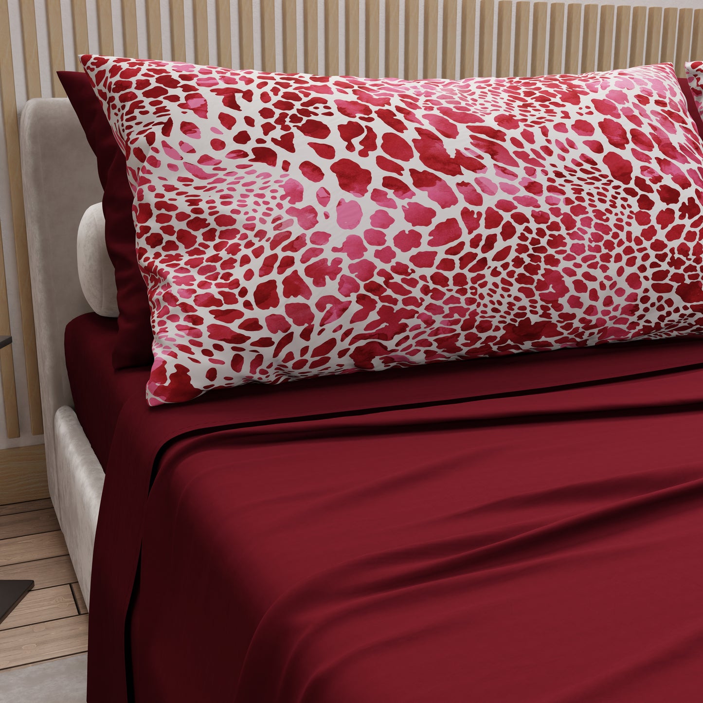 Set Animalier Cobra Rosso Copriletti Estivi + Lenzuola in Cotone + Federa in Stampa Digitale