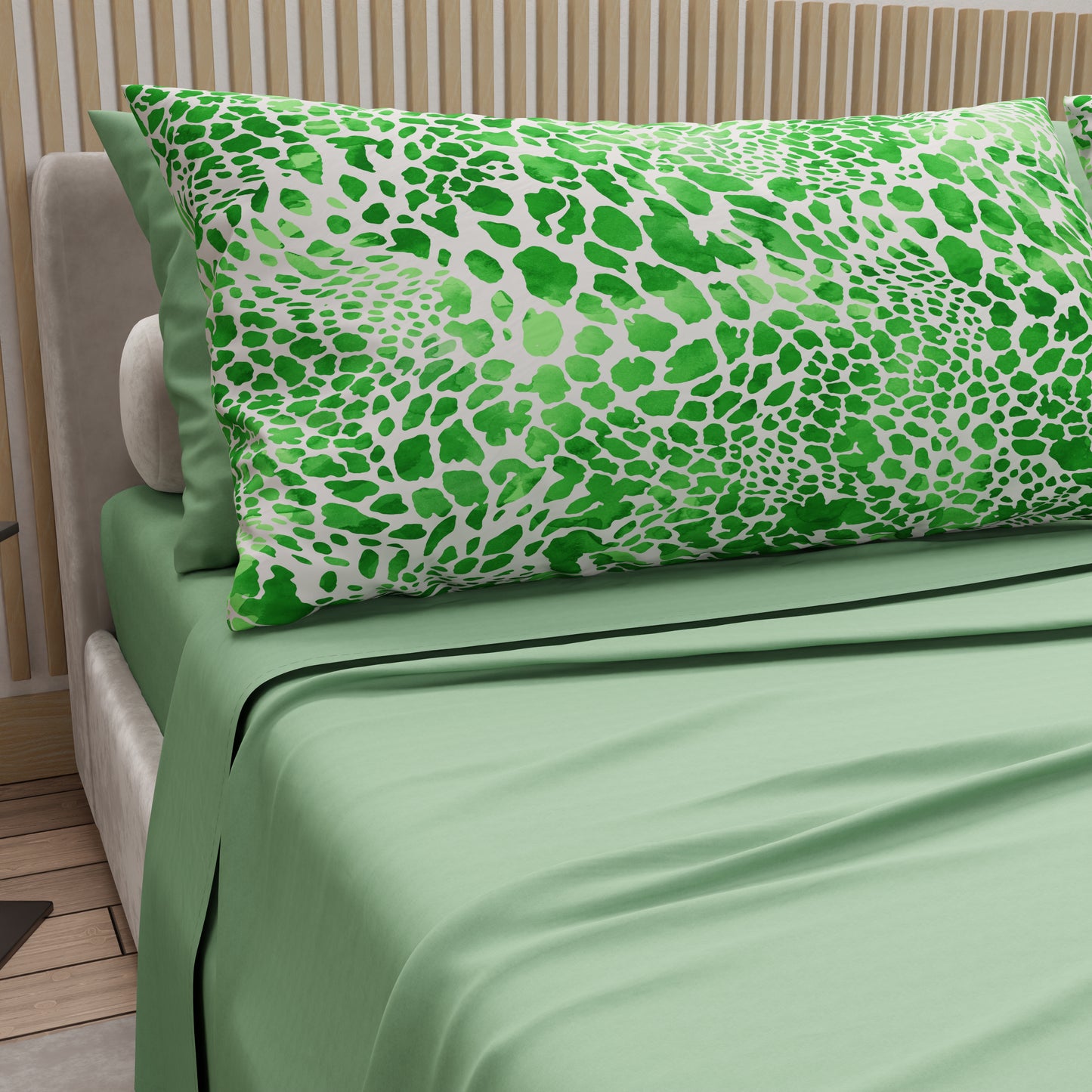 Set Animalier Cobra Verde Copriletti Estivi + Lenzuola in Cotone + Federa in Stampa Digitale