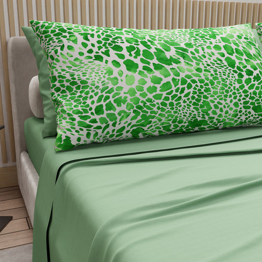 Lenzuola in Cotone, Completo Letto con Federe in Stampa Digitale Cobra Verde