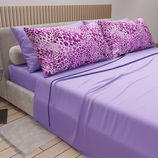Lenzuola in Cotone, Completo Letto con Federe in Stampa Digitale Cobra Lilla.