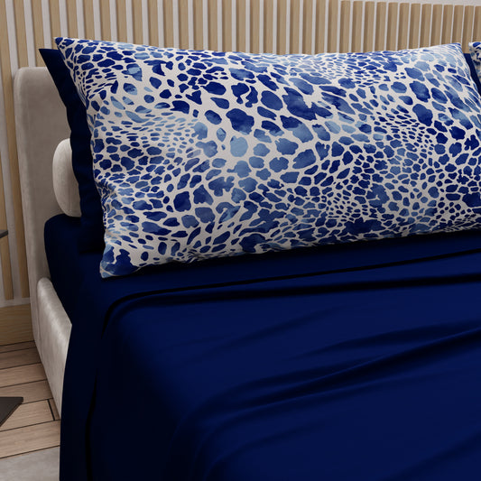 Lenzuola in Cotone, Completo Letto con Federe in Stampa Digitale Cobra Blu