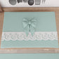 Coprifornello Coprifuochi Shabby Chic con Pizzo e Fiocco Verde Acqua