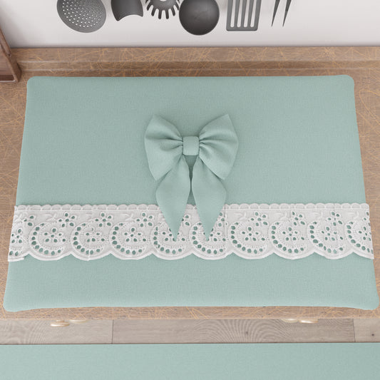 Coprifornello Coprifuochi Shabby Chic con Pizzo e Fiocco Verde Acqua