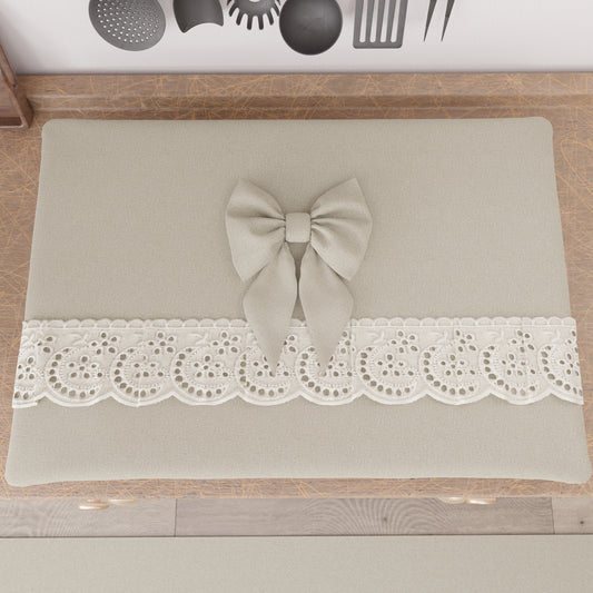 Coprifornello Coprifuochi Shabby Chic con Pizzo e Fiocco Beige