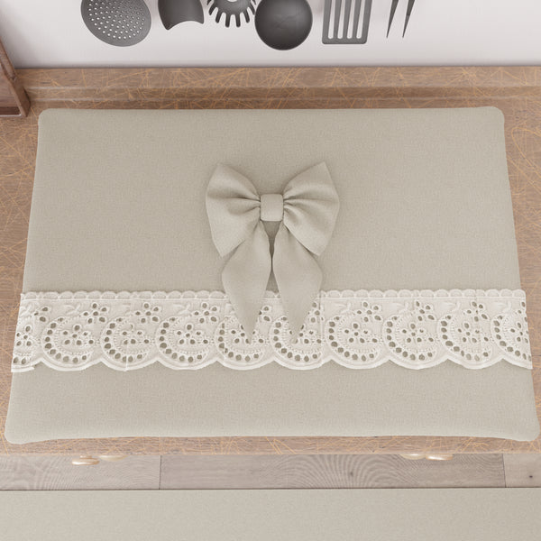 Coprifornello Coprifuochi Shabby Chic con Pizzo e Fiocco Beige