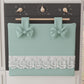 Copriforno Elegante Shabby Chic con Pizzo e Fiocchi Verde Acqua