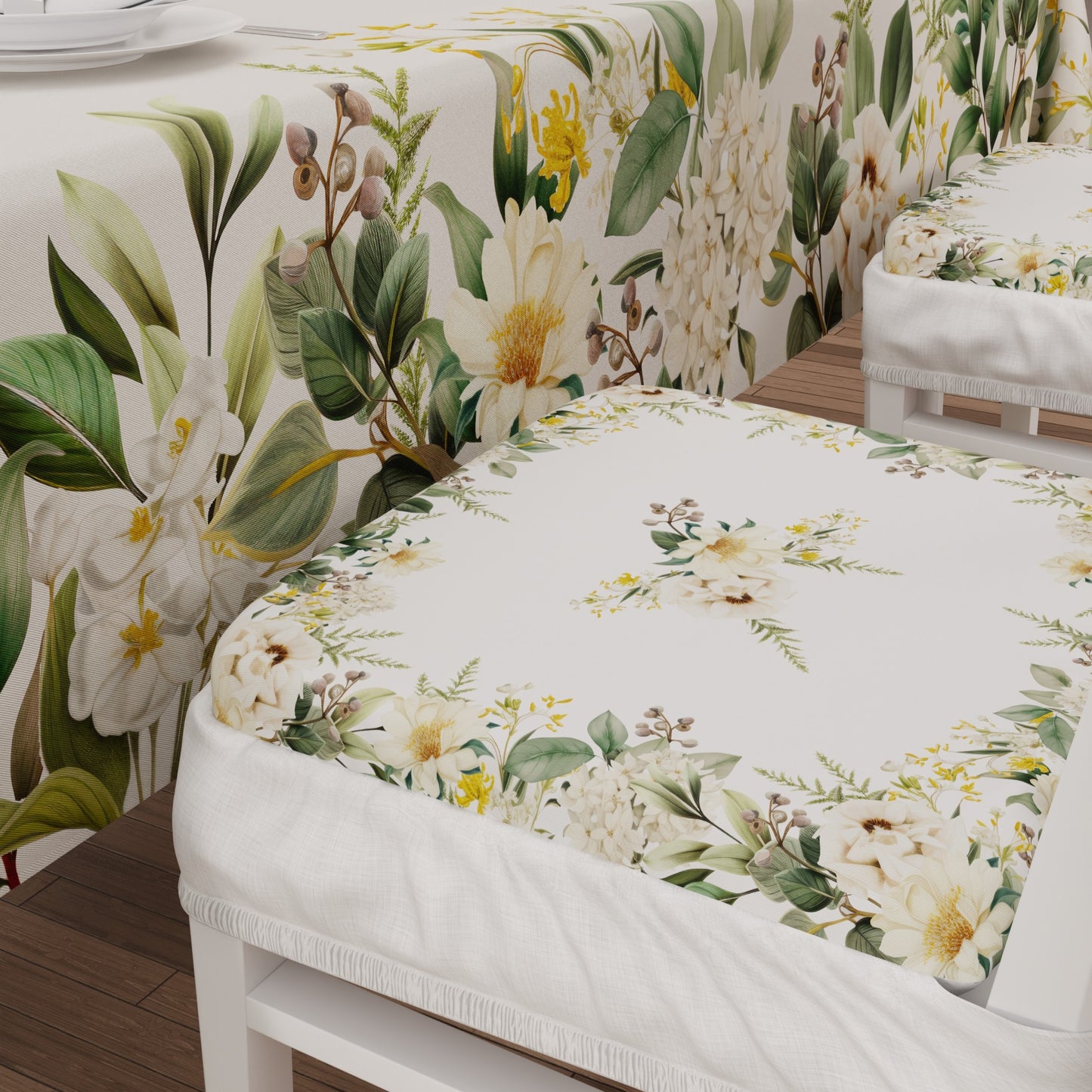Coussins pour Chaises avec Élastique Housse de Chaise en Impression Numérique Botanique