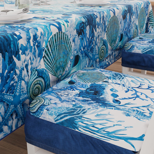Coprisedia con Elastico Corallo Blu | Stampa Digitale 4K | Set 2 o 6 Pz