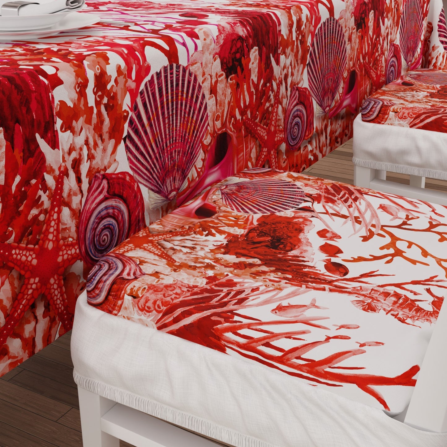 Coussins pour chaises avec élastique housse de chaise en impression numérique Corail Rouge