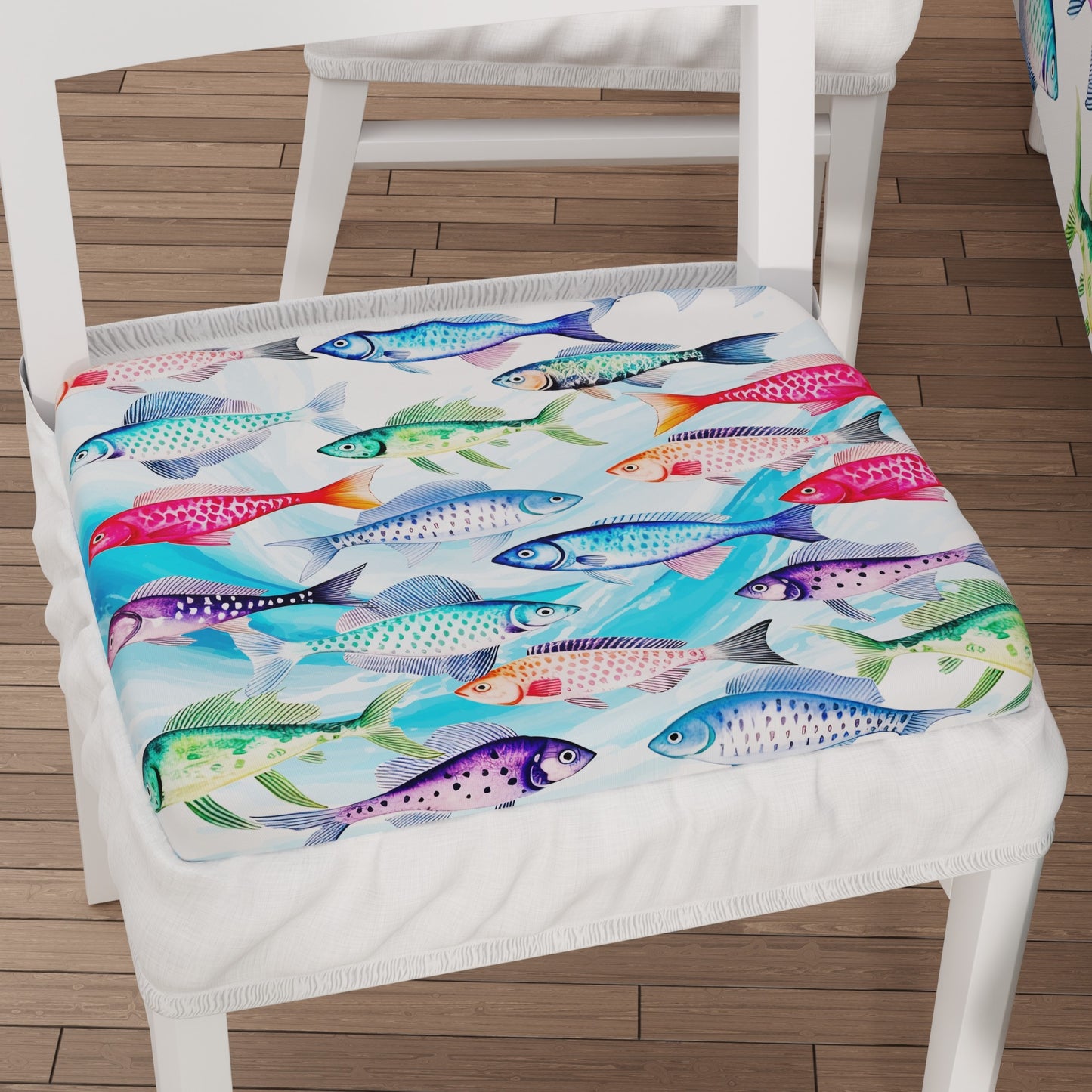 Coussins pour chaises avec élastique housse de chaise en impression numérique Poissons